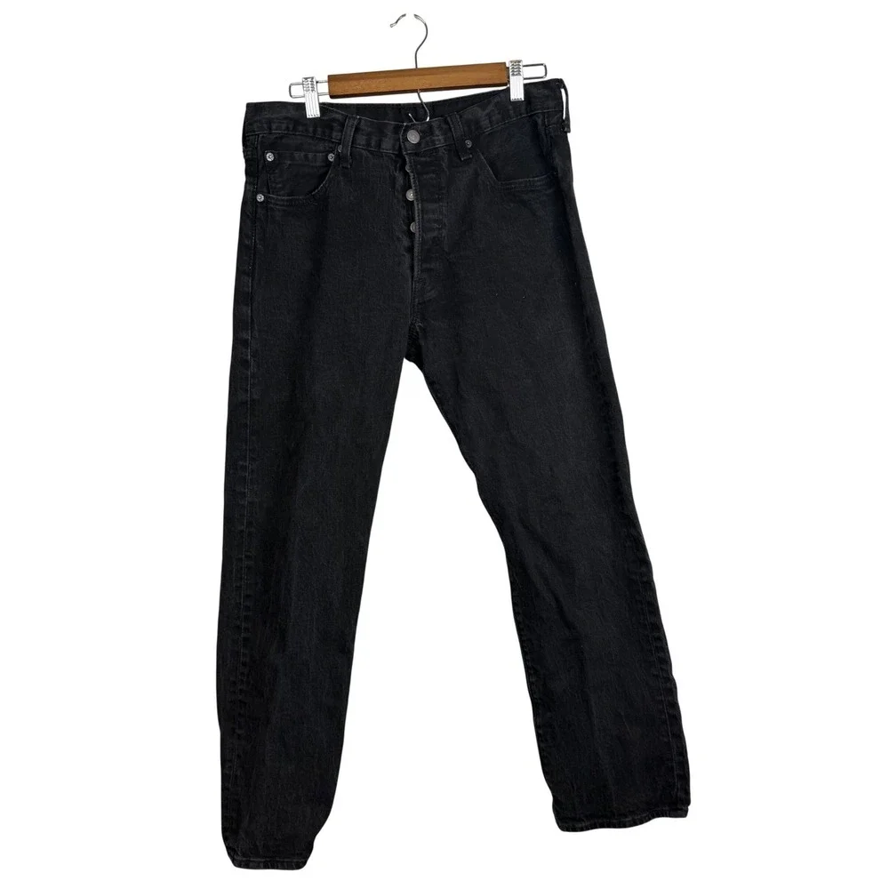 Levi's 501 Black Original Fit Mens Jeans 34x30 (33x28) Button Fly Classic Denim‎